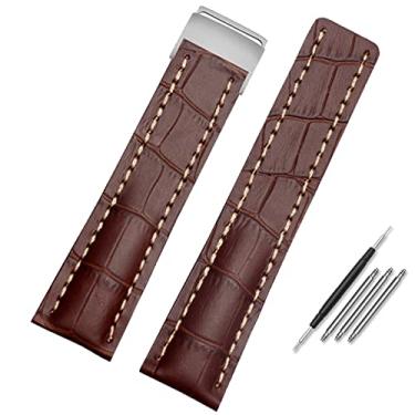 Imagem de IRFKR Pulseira masculina de couro genuíno de 22 mm e 24 mm com implantação, 24mm