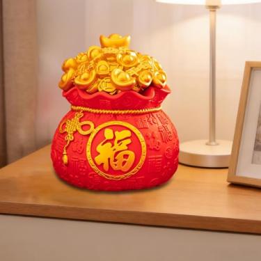 Imagem de Fenteer Estátua de saco de dinheiro, ornamento de mesa, escultura de cofrinho, estatueta decorativa para mesa ou prateleira, presente de aniversário ou para o, Fu Grande