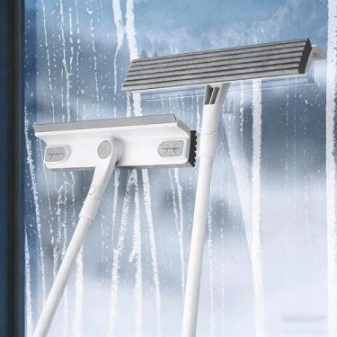 Imagem de Rodo de janela profissional 2 em 1, rodo para limpeza de janelas, limpador de janelas altas de vidro longo de 51 '' para janelas altas, vidro de chuveiro, pára-brisa de carro