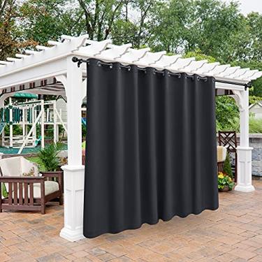 Imagem de BONZER Cortinas externas à prova d'água, persianas blackout com isolamento térmico, cortinas internas e externas de privacidade para varanda, pérgola, cabana, quintal, 1 painel, 387 cm L x 213 cm C