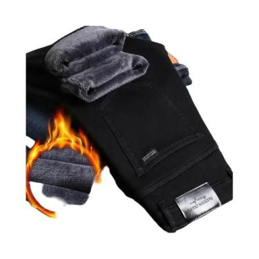 Imagem de Calças Jeans Masculinas De Inverno Em Veludo Cinza 2025, Casual De Neg