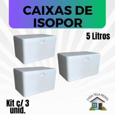 Imagem de 3 Caixas de Isopor EPS 5 litros para Gelo, refrigerante, latas, sorvet