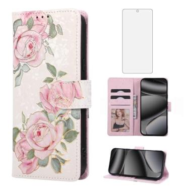 Imagem de Asuwish Capa de celular para Google Pixel 9 Pro XL/10 Pro XL carteira celular com protetor de tela com bloqueio de RFID, porta-cartão de flor, suporte para Pixel9 9Pro Nine Pixel10 10Pro LX Rose