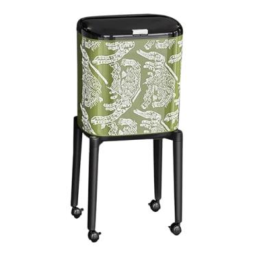 Imagem de WeiLaiKeQi Lixeira com Rodas, Cesto de Lixo Moderno, Portátil e Estreito para Dormitório, Quarto Infantil, Cozinha, Banheiro e Lavabo, Listrado Verde