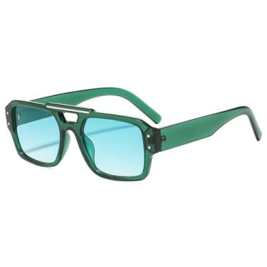Imagem de Óculos de Sol UV400 - Ponte Dupla com Rebites e Lentes Degradê Casuais para Homens e Mulheres, Ideais para Esportes ao Ar Livre, Corrida e Ciclismo, na cor verde.