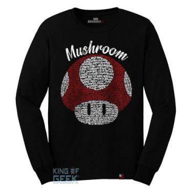 Imagem de Camiseta Manga Longa Mario Bros Cogumelo Game Retrô Anos 80 - KING OF 