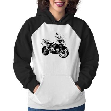 Imagem de Moletom Feminino Moto Tiger 900 GT Art - Foca na Moda, Branco, Preto, 