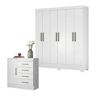 Imagem de Cômoda MontevidÃ:copyright:u e Guarda Roupa Casal Verso Branco - Demóbile