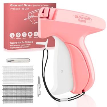Imagem de Glow and Save Mini fixador de roupas rápido de costura para costura, bainha e acolchoado - Pistola de etiqueta de vestuário durável com 2 agulhas, 4000 fixadores (4,5 mm) - Grampeador de tecido