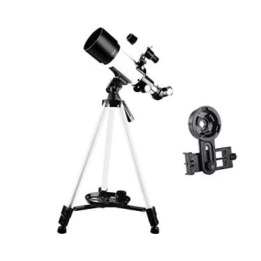 Imagem de pcagfaajmh Telescópio para adultos iniciantes crianças 70 mm abertura 400 mm telescópio refrator astronômico BAK4 prisma FMC telescópio para astronomia com adaptador de smartphone, tripé e mochila