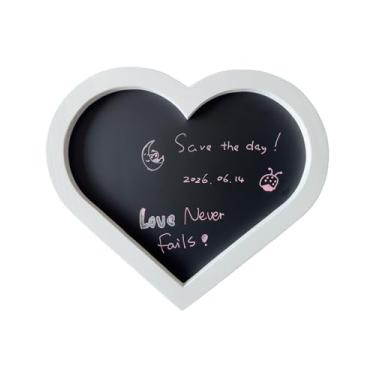 Imagem de YINGXUN Quadro negro magnético em forma de coração, quadro montado na parede para escrever notas e armazenamento de ímãs, quadro apagável decorativo para casa, escritório, dia dos namorados, casamento