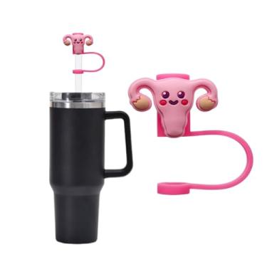 Imagem de Capa de palha de útero rosa para copo Stanley de 40 e 850 g, tampa de silicone de 10 mm para acessórios de copo Stanley, bonito topo de palha para copos, tampa de palha para tampas de ponta de canudos