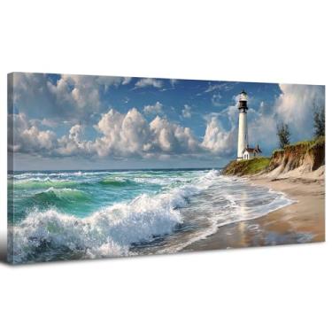Imagem de Arte de parede de farol náutico decoração de parede costeira oceano praia paisagem imagens natureza paisagem marítima impressões em tela paisagem litorânea pintura arte para sala de estar quarto