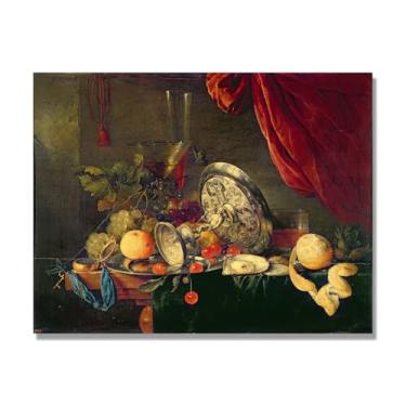 Imagem de Arte em tela vintage de frutas mortas, pintura clássica de cozinha country, decoração de parede de casa de fazenda quente para sala de jantar e cozinha. A80. 80 x 105 cm-31,5 x 41,3 pol. Somente tela