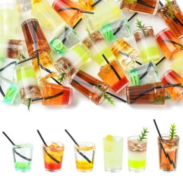Imagem de Ipotkitt 30pcs 6 Styles Resin 3D Drink Figurines Miniatures Mini Juice Summer-Themed Ornaments for Home Desk Car Office Decoration Party Favors Bag Fillers