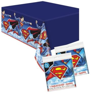 Imagem de Unique Superman Birthday Party Decorations - Rectangular Table Cover (2 Pack) and Sticker