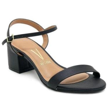 Imagem de Sandália Vizzano Feminina Salto Médio Social Preta-Feminino
