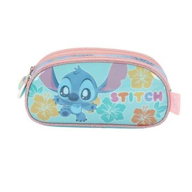 Imagem de Estojo Escolar Triplo Luxcel Stitch Aloha Azul Turquesa-Masculino