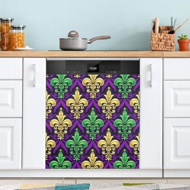 Imagem de ATTX Capa magnética para lava-louças Mardi Gras | Adesivo decorativo de eletrodomésticos de 58 x 66 cm para armários domésticos e eletrodomésticos (59)