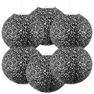 Imagem de Glooglitter 6 peças grandes de 25,4 cm composição de lanternas de papel penduradas, caderno de composição, decoração de sala de aula, lanternas decorativas redondas para sala de aula, escritório