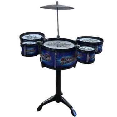 Imagem de Mini Bateria Musical Infantil 5 Tambores Brinquedo Educativo e Criativ