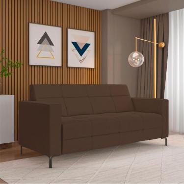 Imagem de Sofá Living Decorativo Houston 2 Lugares 160cm Pés em Metal Veludo Marrom G33 - Gran Belo