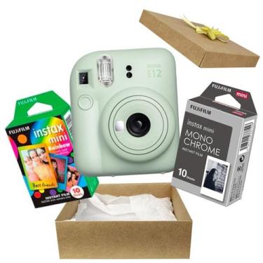 Imagem de Kit Presente Câmera Instax Mini 12 com Filme Preto Branco + Filme Rain