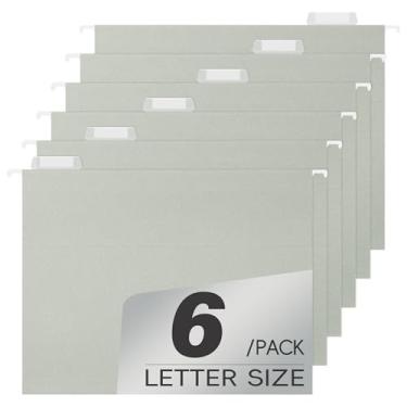 Imagem de Pacote com 6 pastas de arquivo suspensas, tamanho carta de pastas suspensas reforçadas, abas ajustáveis de corte 1/5, projetadas para arquivos volumosos, armário de arquivo (4281U)