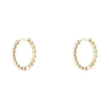 Imagem de Brincos De Argola Vintage Femininos Em Ouro E Prata Com Pérolas Redond