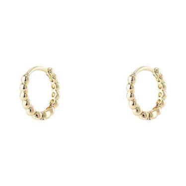 Imagem de Brincos De Argola Vintage Femininos Em Ouro E Prata Com Pérolas Redond