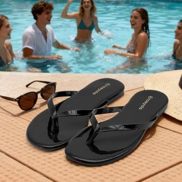 Imagem de Chinelo feminino, bico quadrado, espuma viscoelástica suporte de arco sandálias de verão para mulheres, tendência de couro vegano, leve, macio, confortável, nuvem, chinelos femininos essenciais de