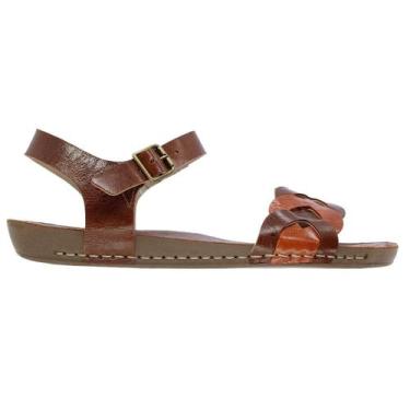 Imagem de Sandália Rasteira Feminina Andacco 14271 Couro Marrom, 38, Marrom