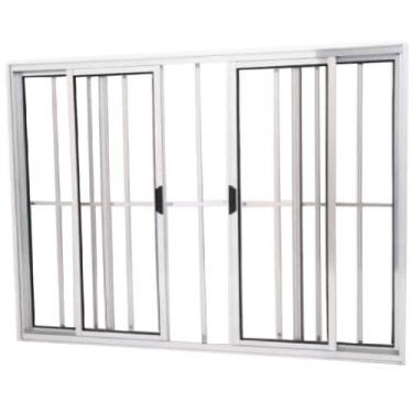 Imagem de Janela Vitro 4 Folhas Alumínio Brilhante 1.00  X 2.00 Modular com Grad