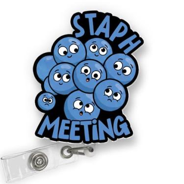 Imagem de BAVAHA Carretel de crachá Staph Meeting Lab Tech retrátil engraçado Microbiologia Laboratório Médico Carretel Porta-cartões de identificação científica, acessórios, Semana de laboratório