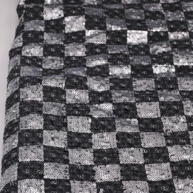 Imagem de Tecido jeans de algodão com lantejoulas pretas, 140 cm de largura, peso de 283,5 g, patchwork bordado, acabamento lavado, acabamento elástico para roupas retrô, costura DIY, jaquetas, jeans, bolsa