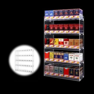 Imagem de Rack de exibição de cigarro de acrílico transparente - Empurradores automáticos para lojas de varejo e supermercados - Suporte de vitrine de cigarro ideal para lojas de conveniência - Solução de