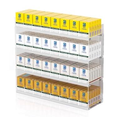 Imagem de Rack de exibição de cigarro de acrílico portátil montado na parede, suporte de empurrador automático para supermercados, estojos de varejo e prateleira de doces - solução de armazenamento de 73,5 x