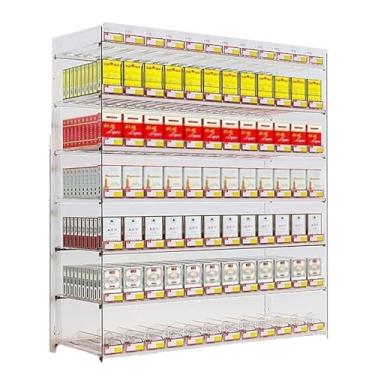 Imagem de Rack de exibição de cigarro transparente automático, prateleira de empurrador de parede, bandeja divisória de bancada para supermercados, vitrines de lojas de varejo (62 x 27 x 95 cm)
