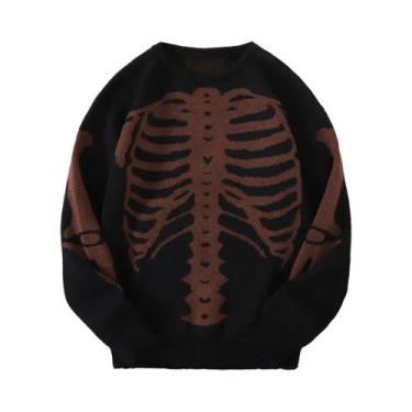 Imagem de Suéter Masculino De Tricô Com Gola Redonda E Padrão Jacquard Para Outo