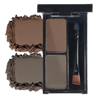 Imagem de Kit de pó para sobrancelhas – Preenchimento de sobrancelha marrom claro e escuro de longa duração para sobrancelhas naturais completas e definidas, paleta de contorno com pincel de ponta dupla-03#