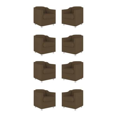 Imagem de Kit 08 Poltronas Tilla Consultório Recepção Sala Suede Cor:marrom