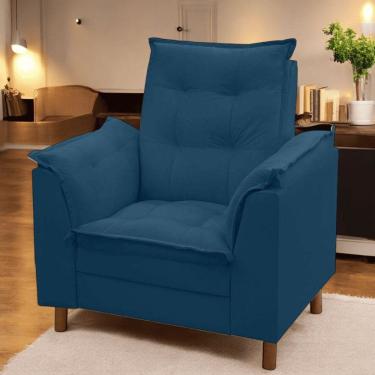 Imagem de Poltrona Isa Escritório Consultório Recepção Suede Azul Marinho - Mabe Magazine