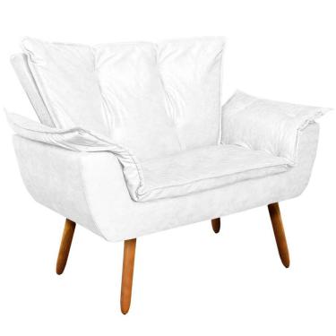 Imagem de Poltrona Namoradeira Pés Palito Charger Pu Branco G19 - Gran Belo