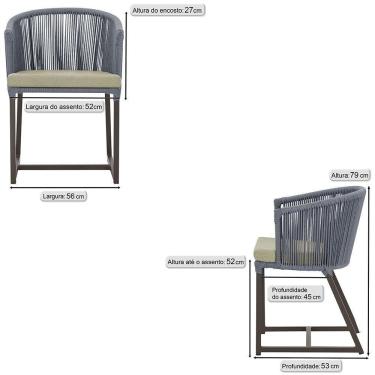 Imagem de 4 Cadeiras De Jantar Noronha Marrom Corda Náutica E7 Trama Prata