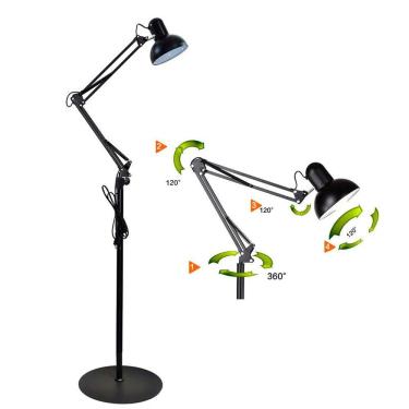 Imagem de Luminaria Abajur Chao Articulada Pedestal Metal E27 Iluminaçao Quarto Sala Mesa Sofa Estudos Trabalho Leitura Decoraçao