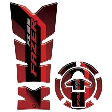 Imagem de Kit Protetor De Tanque E Bocal Resinado 3d Yamaha Fazer Fz25 2025-2026 Vermelho Vermelho