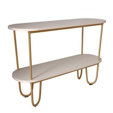 Imagem de Aparador Requinte Pés De Aço Tubolar 120 Cm Off White/dourado Off White/dourado
