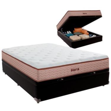 Imagem de Cama Box Baú Casal e Colchão Hera Molas Ensacadas Colchobel Preto