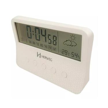 Imagem de Relógio Despertador Higrômetro Digital Herweg 2986-021 Branco