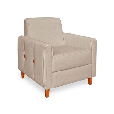 Imagem de Poltrona Zoe Bouclê Bege Pés De Madeira - Pallazio